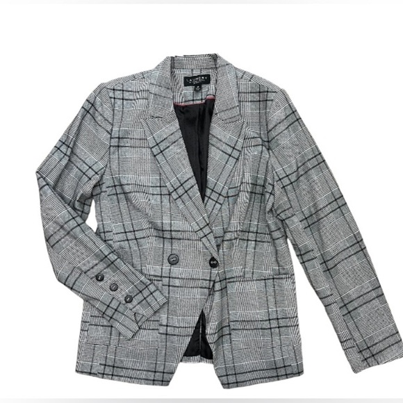 Laundry by Shelli Segal Professional Blazer Black and White Plaid Stretch Sz 10 - Picture 14 of 14